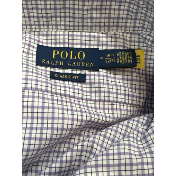 Polo Ralph Lauren Classic Fit Tattersall Purepress White/Purple M 15.5 - 32/33 - Picture 2 of 6